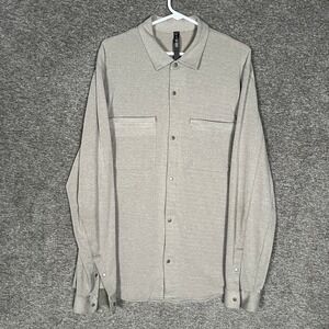 Lululemon Soft Knit Overshirt Snap Up Mens XL Long Sleeve Shirt Beige Casual